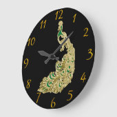 Gouden en groene pauw Peacock Elegance Muur Grote Klok (Hoek)