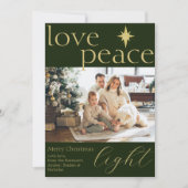 Gouden en groene platte foto kerstkaart (Voorkant)