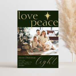 Gouden en groene platte foto kerstkaart