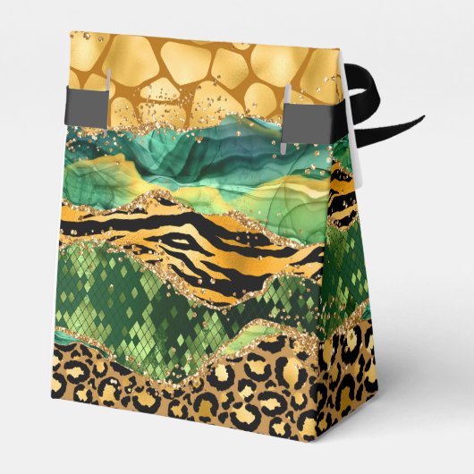 Gouden en Groene Safari Agaat Verjaardag Dank u Bedankdoosjes (Achterkant)