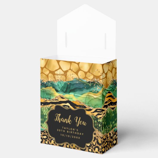 Gouden en Groene Safari Agaat Verjaardag Dank u Bedankdoosjes (Geopend)