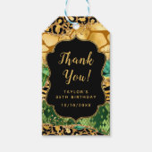 Gouden en Groene Safari Agaat Verjaardag Dank u Cadeaulabel (Voorkant)
