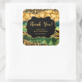 Gouden en Groene Safari Agaat Verjaardag Dank u Vierkante Sticker (Tas)