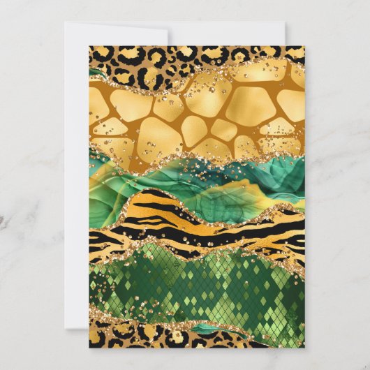 Gouden en Groene Safari Agaat Verjaardag Kaart (Achterkant)