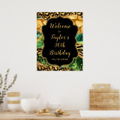 Gouden en Groene Safari Agaat Verjaardag Welkom Poster (Keuken)