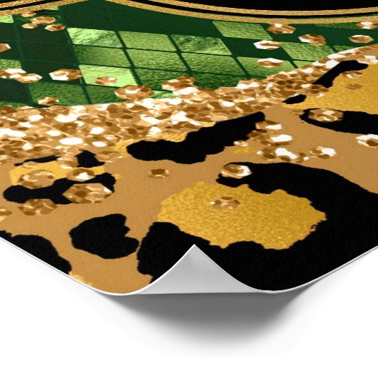 Gouden en Groene Safari Agaat Verjaardag Welkom Poster (Hoek)