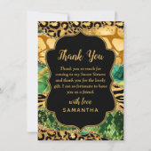 Gouden en Groene Safari Agaat Zoet Zestien Bedankkaart (Voorkant)