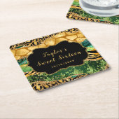 Gouden en Groene Safari Agaat Zoet Zestien Kartonnen Onderzetters (Schuin)