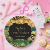 Gouden en Groene Safari Agaat Zoet Zestien Papieren Bordje (Feest)