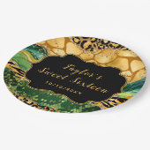 Gouden en Groene Safari Agaat Zoet Zestien Papieren Bordje (Gekanteld)