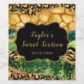 Gouden en Groene Safari Agaat Zoet Zestien Wijn Etiket (Enkel label)