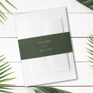 Gouden en Groene Waterverf Bruiloft Uitnodigingen Wikkel