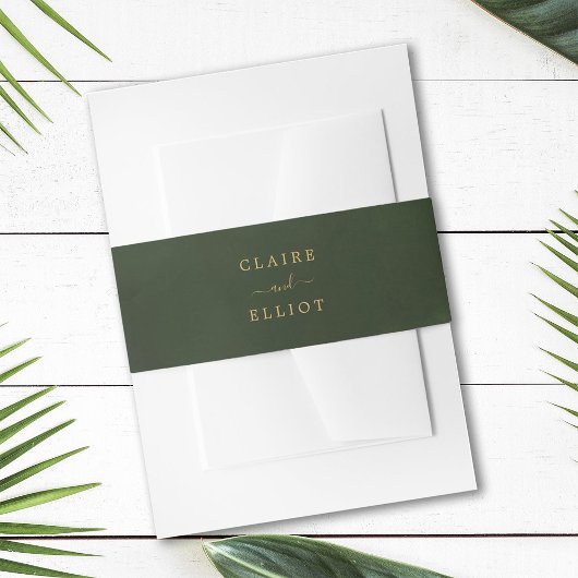 Gouden en Groene Waterverf Bruiloft Uitnodigingen Wikkel