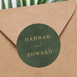 Gouden en Groene Waterverf Ronde Sticker<br><div class="desc">Gepersonaliseerde gouden en groene waterverf classic sticker. >>> Bekijk het hele collectie >>> https://www.zazzle.com/collections/tropical_foliage_gold_collection-119316977990783186</div>