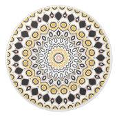 Gouden en houtskool Mandala Patroon Keramische Knop (Voorkant)