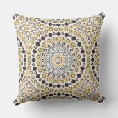 Gouden en houtskool Mandala Patroon Kussen (Achterkant)