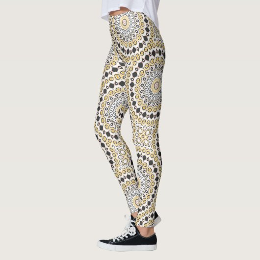 Gouden en houtskool Mandala Patroon Leggings (Links)