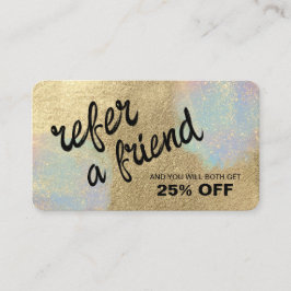 Gouden en iriserende glitter textuur aanbevelingskaartje