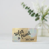 Gouden en iriserende glitter textuur aanbevelingskaartje (Staand voorkant)