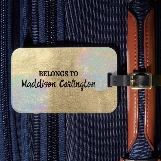 Gouden en iriserende Glitter Textuur Bagagelabel (Voorkant Insitu 4)