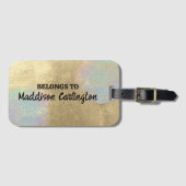 Gouden en iriserende Glitter Textuur Bagagelabel (Voorkant (horizontaal))