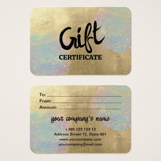 Gouden en iriserende Glitter Textuur Gift Kaart (Voorkant /achterkant)
