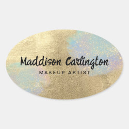 Gouden en iriserende glitter textuur ovale sticker