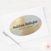 Gouden en iriserende glitter textuur ovale sticker (Envelop)