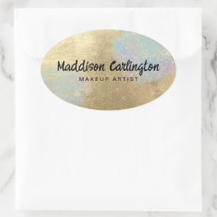 Gouden en iriserende glitter textuur ovale sticker