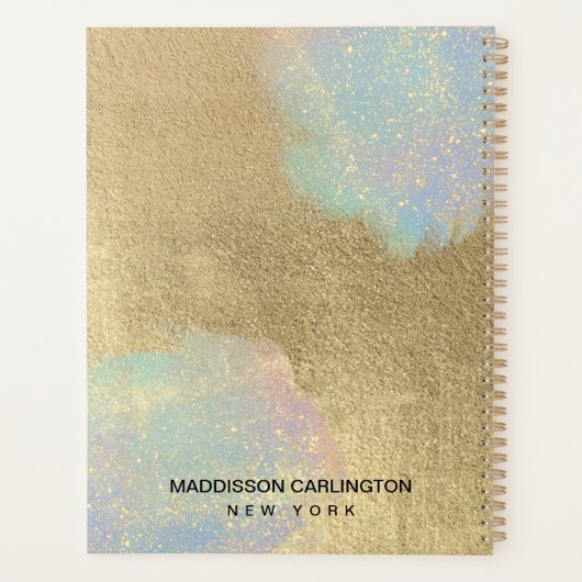 Gouden en iriserende glitter textuur planner (Achterkant)