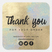 Gouden en iriserende glitter textuur vierkante sticker (Voorkant)