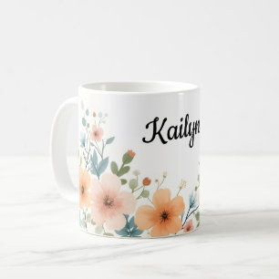Gouden en ivoren bloemen koffiemok