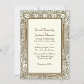 Gouden en ivoren elegante Art Nouveau bruiloft Kaart (Voorkant)