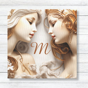 Gouden en Ivoren Engelen Monogrammed Canvas Afdruk