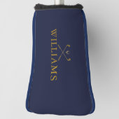 Gouden en marineblauwe golfclubs met aangepaste na golfheadcover (Draai 90)