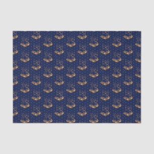 Gouden en marineblauwe kerstklokken tissuepapier