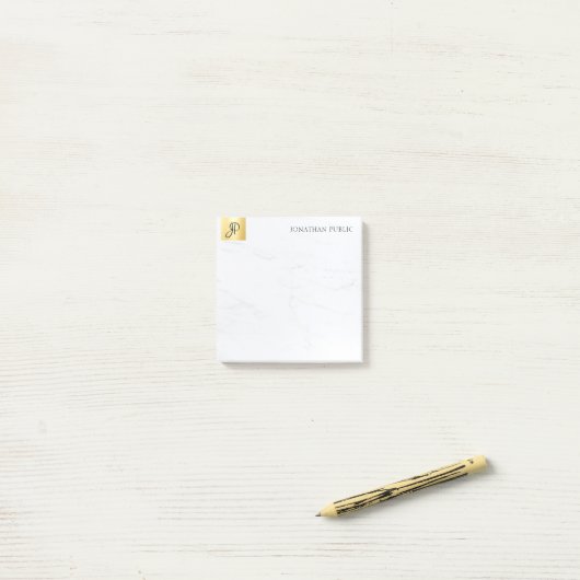 Gouden en marmeren moderne elegante strakke Sjablo Post-it® Notes (Op bureau)