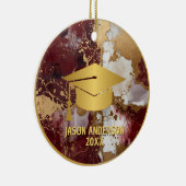 Gouden en Maroon Aangepaste Afstudeerornament Keramisch Ornament (Rechts)