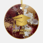 Gouden en Maroon Aangepaste Afstudeerornament Keramisch Ornament (Voorkant)