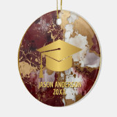 Gouden en Maroon Aangepaste Afstudeerornament Keramisch Ornament (Links)