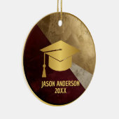 Gouden en Maroon Aangepaste Afstudeerversiering Keramisch Ornament (Rechts)