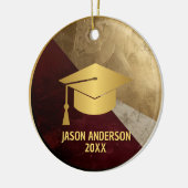 Gouden en Maroon Aangepaste Afstudeerversiering Keramisch Ornament (Links)