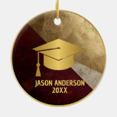 Gouden en Maroon Aangepaste Afstudeerversiering Keramisch Ornament (Achterkant)