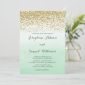 Gouden en Mint Green bruiloft Kaart (Staand voorkant)