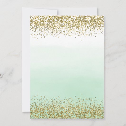 Gouden en Mint Green bruiloft Kaart (Achterkant)