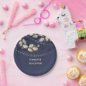 Gouden en Navy Blue Natuur geïnspireerde bruiloft Papieren Bordje (Feest)