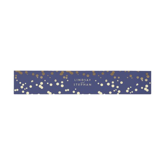 Gouden en Navy Elegante Confetti Stippen bruiloft Uitnodigingen Wikkel (Vlak)