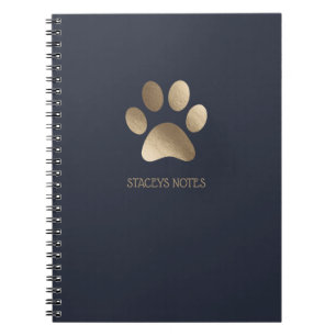 Gouden en Navy Paw Print Logo gepersonaliseerd Notitieboek