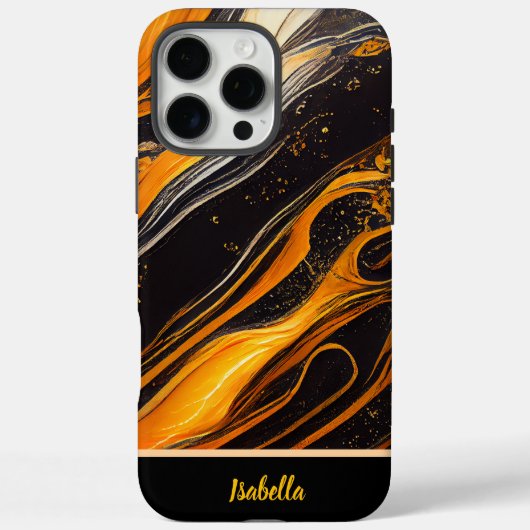 Gouden en oranje golven op donker doek Case-Mate iPhone case (Achterkant)