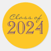 Gouden en Paarse Afstuderen envelop afdichting Sti Ronde Sticker (Voorkant)